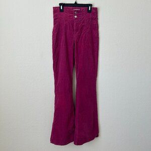 We The Free People Pants Womens 27 Berry Pink Corduroy Wide Leg High Rise
